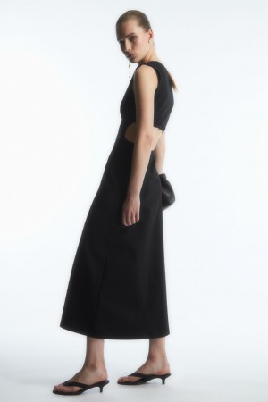 COS Bez Rukavov Cutout Maxi Saty Damske Čierne | COS Eshop SK-PTSD18326