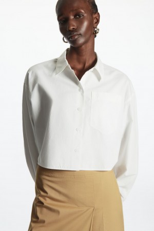 COS Cropped Poplin Kosele Damske Biele | COS Eshop SK-DEOM01895