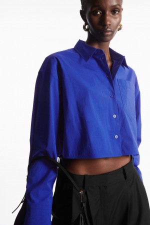 COS Cropped Poplin Kosele Damske Tmavo Modre | COS Eshop SK-ORMJ58130