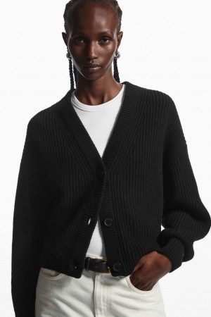 COS Cropped Vlna And Cashmere-Blend Kardigan Damske Čierne | COS Eshop SK-JEAG24615