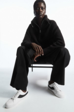 COS Kozene-Trimmed Platene Tenisky Damske Biele | COS Eshop SK-VKDT28496