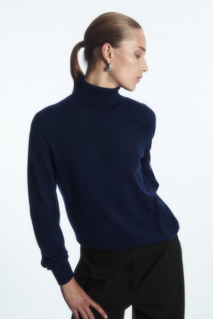 COS Merino Vlna Roll-Neck Svetre Damske Námornícka Modrá | COS Eshop SK-ERZH37981