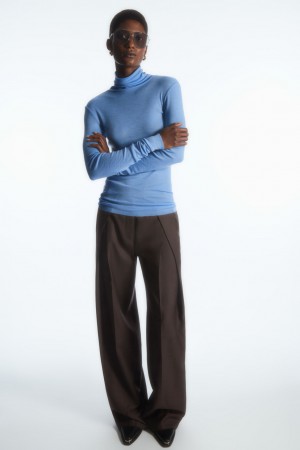 COS Merino Vlna Turtleneck Top Svetre Damske Svetlo Modre | COS Eshop SK-WYOT50183