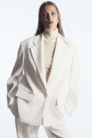 COS Oversized Crepe Blejzer Damske Biele | COS Eshop SK-TZVJ36014