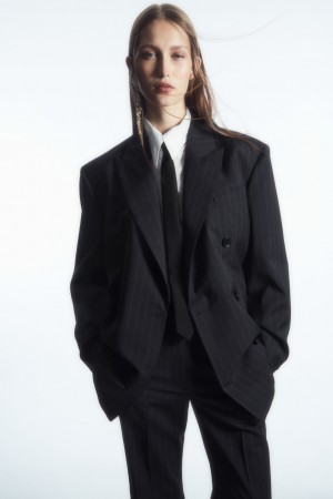COS Oversized Pinstriped Vlna Blejzer Damske Námornícka Modrá | COS Eshop SK-ZWOQ87520