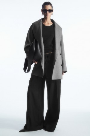 COS Oversized Shawl-Collar Vlna Bundy Damske Siva | COS Eshop SK-EAXY06512