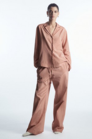COS Pruhované Silk-Blend Pajama Nohavice Damske Ruzove | COS Eshop SK-FDPY06849