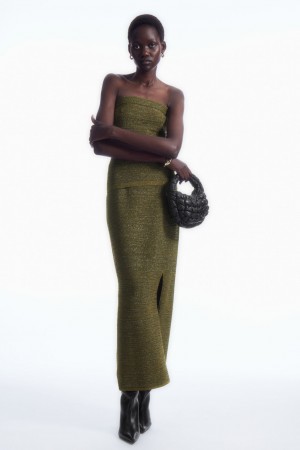 COS Sparkly Textured Pencil Sukna Damske Zelene | COS Eshop SK-RVXW75643