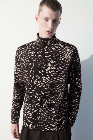 COS The Feather-Jacquard Svetre Panske Tmavo Hnede | COS Eshop SK-ELKM24573