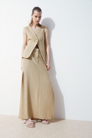 COS The High-Slit Maxi Pencil Sukna Damske Béžové | COS Eshop SK-FHVZ92740