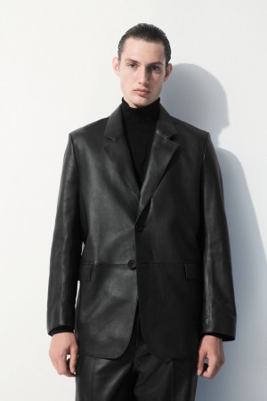 COS The Single-Breasted Kozene Blejzer Panske Čierne | COS Eshop SK-DSLQ87043
